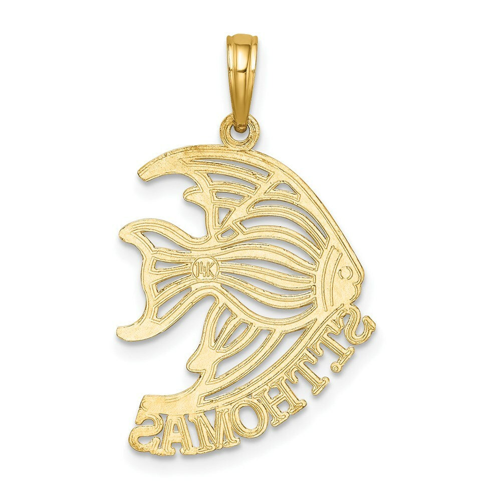 14K Yellow Gold Polished ST. THOMAS Under Angelfish Charm Pendant