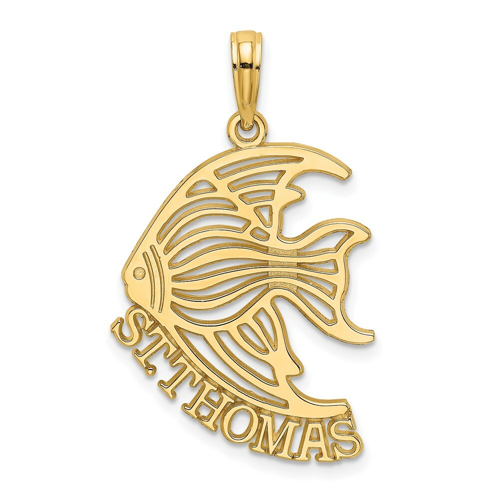 14K Yellow Gold Polished ST. THOMAS Under Angelfish Charm Pendant