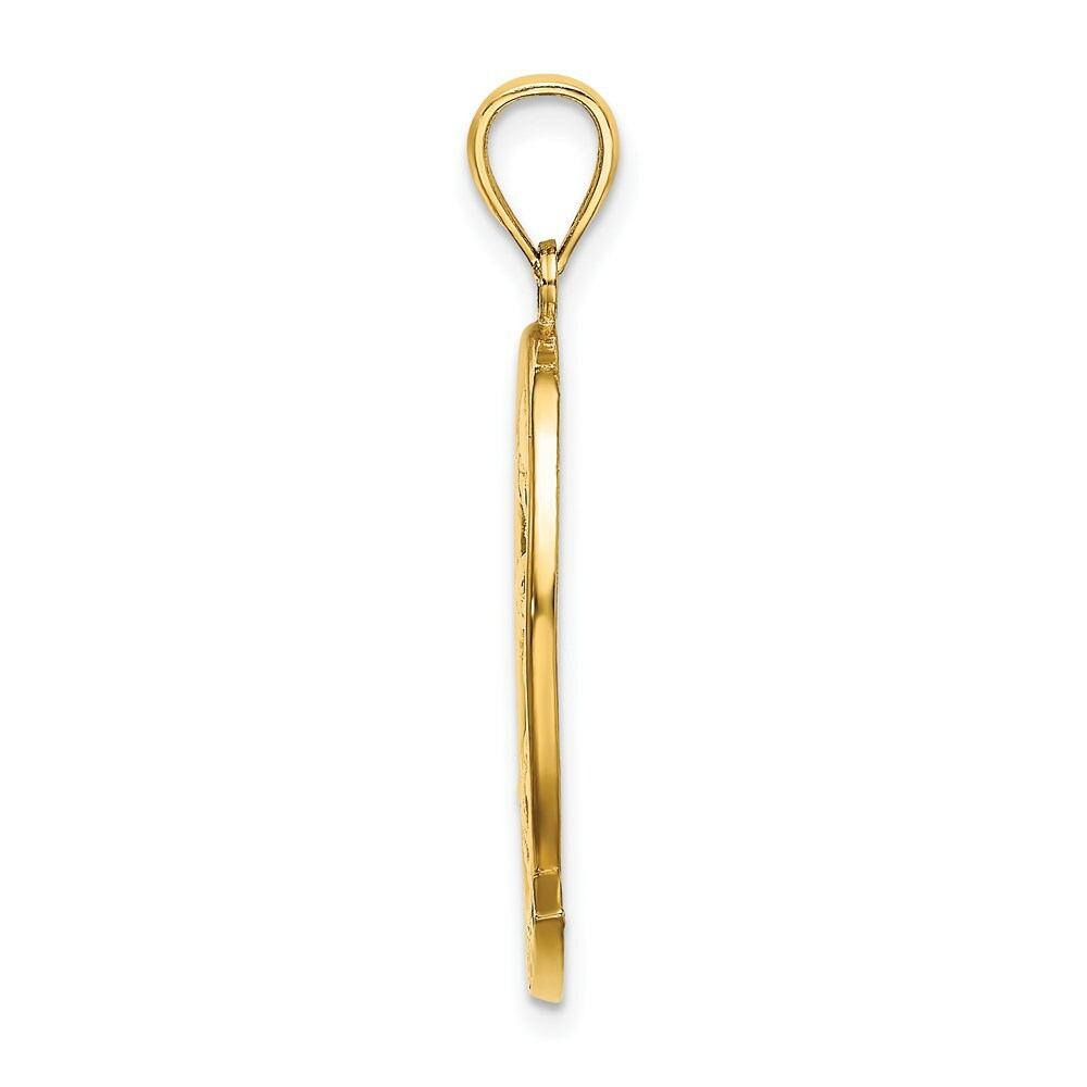 14K Yellow Gold ARUBA With Dolphin & Sunset In Frame Charm Pendant