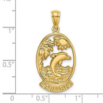 Load image into Gallery viewer, 14K Yellow Gold ARUBA With Dolphin &amp; Sunset In Frame Charm Pendant
