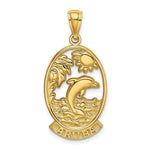 Load image into Gallery viewer, 14K Yellow Gold ARUBA With Dolphin &amp; Sunset In Frame Charm Pendant
