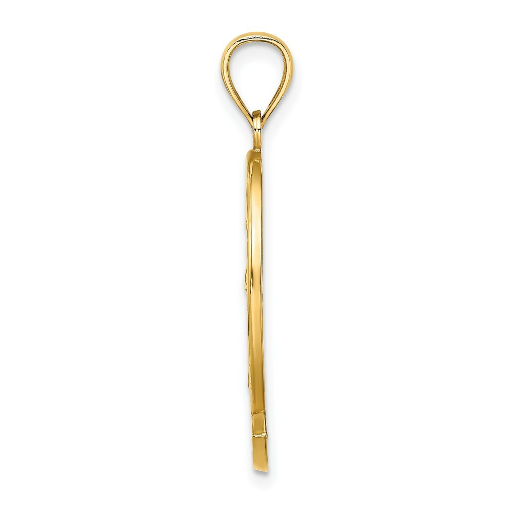 14K Yellow Gold BARBADOS With Dolphin & Sunset In Frame Charm Pendant