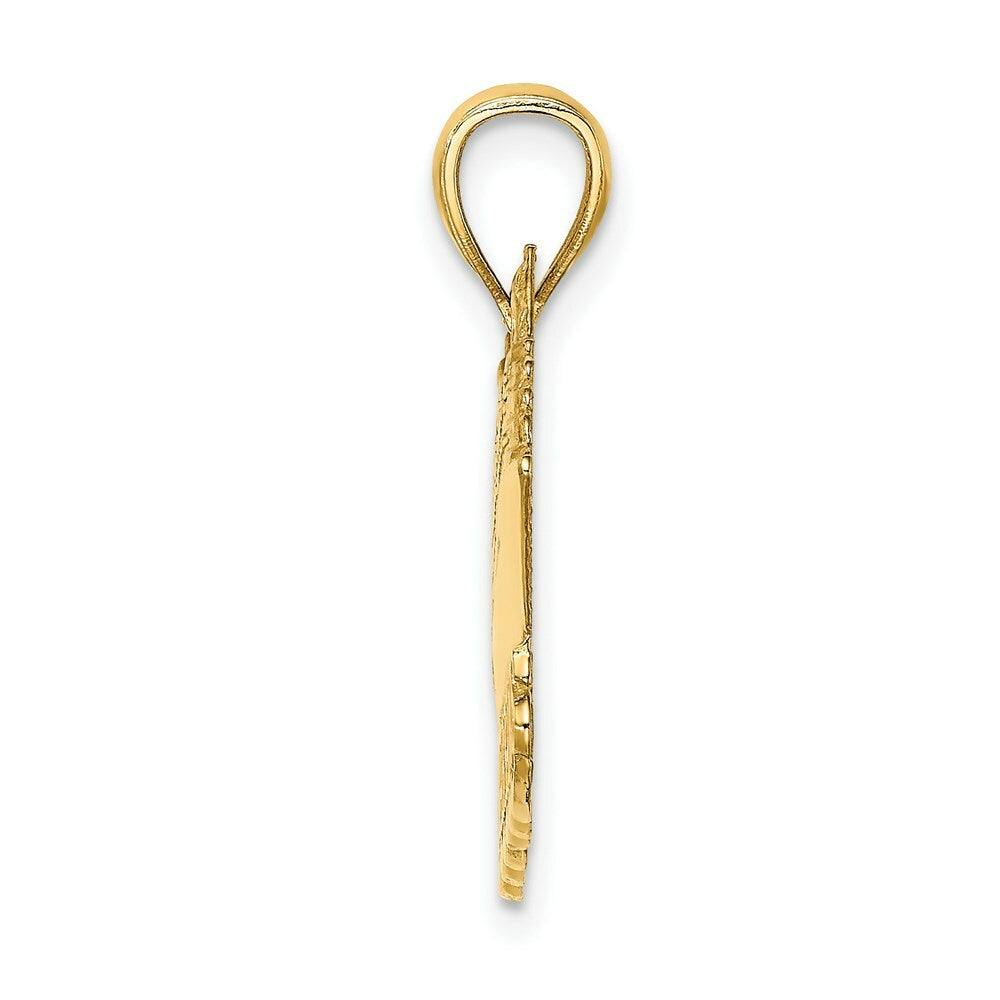 14K Yellow Gold Polished and 2-D BARBADOS Cruise Ship Charm Pendant