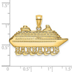 Load image into Gallery viewer, 14K Yellow Gold Polished and 2-D BARBADOS Cruise Ship Charm Pendant
