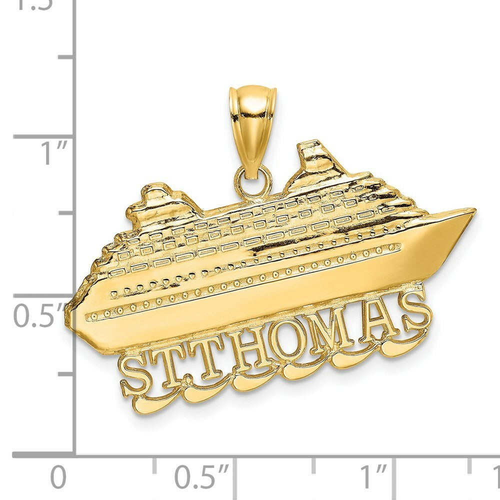 14K Yellow Gold 2-D St. THomas Cruise Ship Charm Pendant