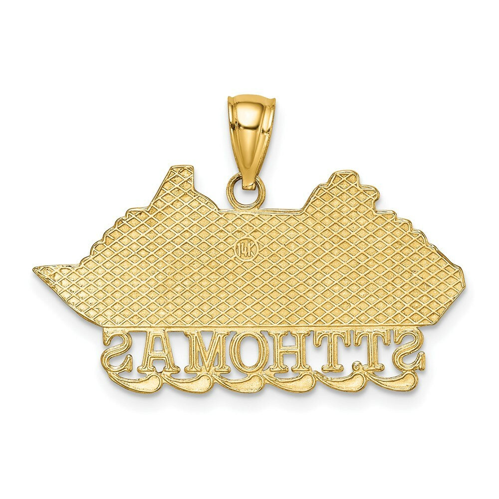 14K Yellow Gold 2-D St. THomas Cruise Ship Charm Pendant
