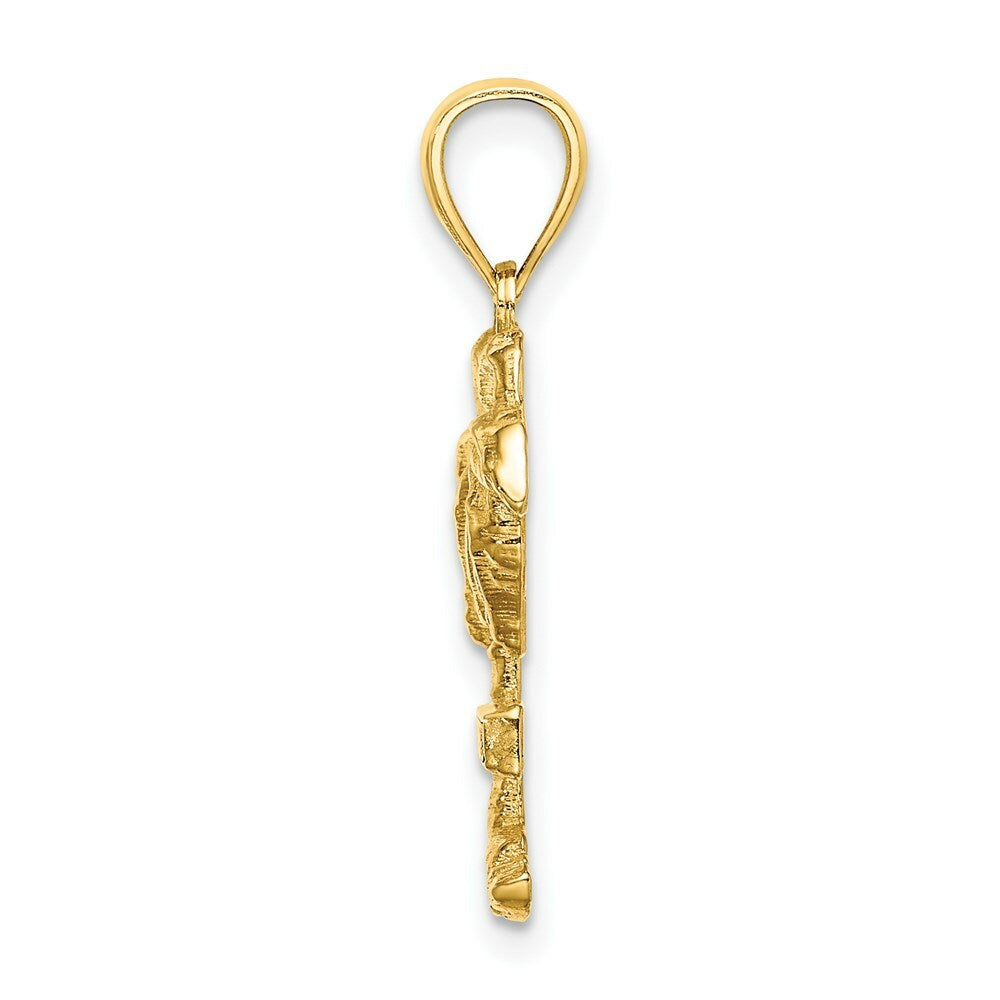 14K Yellow Gold 2-D CURACAO On Palm Tree Charm Pendant
