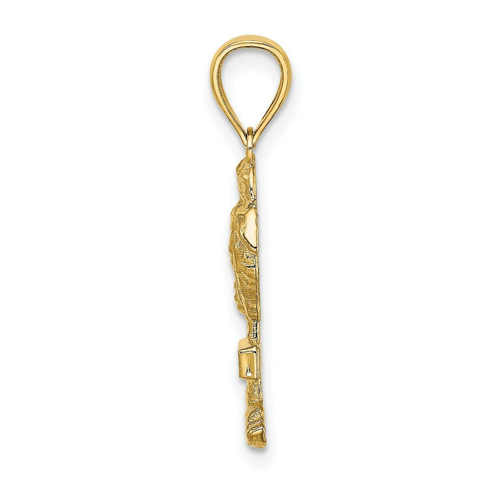 14K Yellow Gold 2-D St. Thomas On Palm Tree Charm Pendant