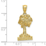 Load image into Gallery viewer, 14K Yellow Gold 2-D BARBADOS Under Palm Tree Charm Pendant
