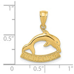 Load image into Gallery viewer, 14K Yellow Gold 2-D &amp; Polished BARBADOS Under Dolphin Charm Pendant
