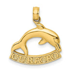 Load image into Gallery viewer, 14K Yellow Gold 2-D CURACAO Under Polished Dolphin Charm Pendant
