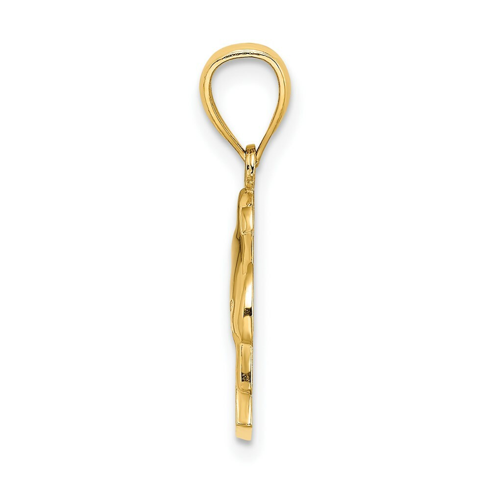 14K Yellow Gold 2-D Key West Dolphin Charm Pendant