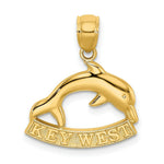 Load image into Gallery viewer, 14K Yellow Gold 2-D Key West Dolphin Charm Pendant
