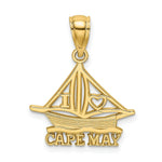 Load image into Gallery viewer, 14K Yellow Gold I HEART CAPE MAY With Cut-Out Boat Charm Pendant
