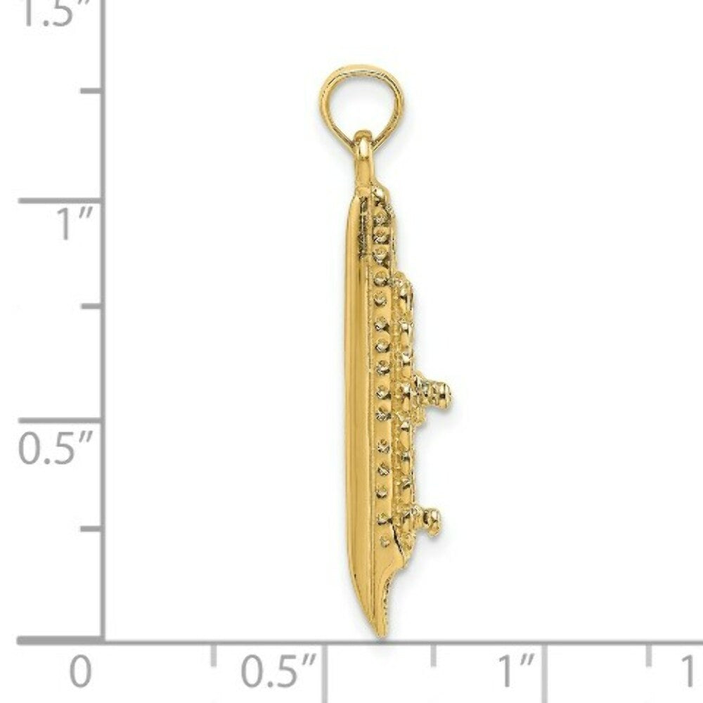 14K Yellow Gold 3-D Polished Cruise Ship Charm Pendant