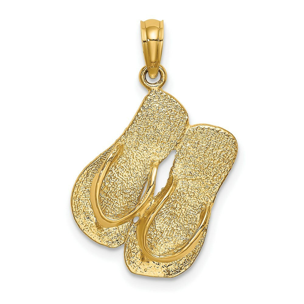 14K Yellow Gold Sanibel Island With Large Double Flip-Flop Charm Pendant