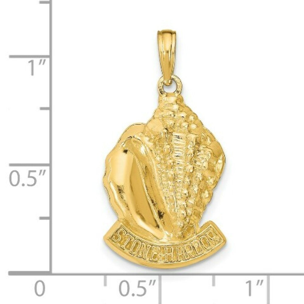 14K Yellow Gold Stone Harbor, NJ Conch Shell Pendant