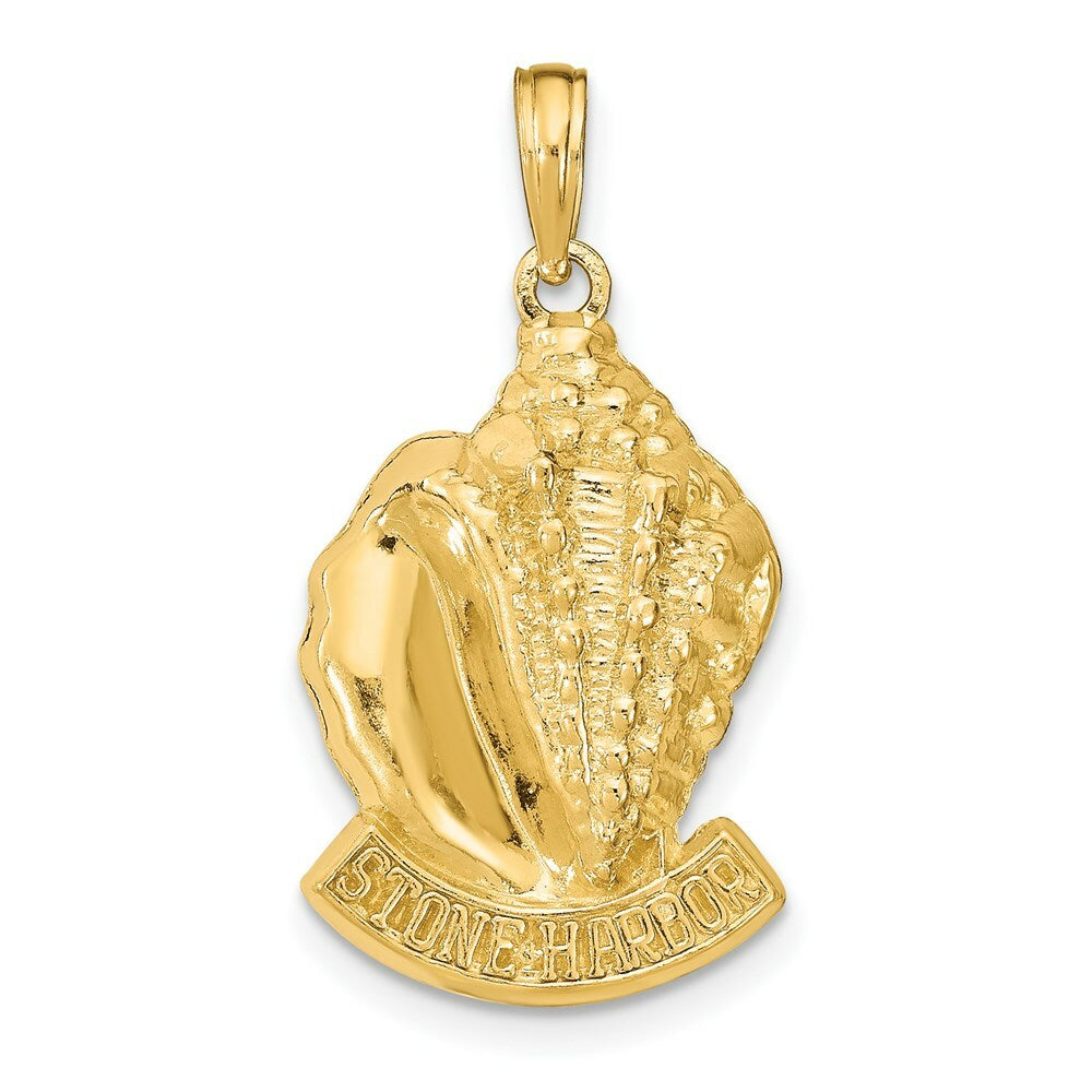14K Yellow Gold Stone Harbor, NJ Conch Shell Pendant