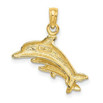 Load image into Gallery viewer, 14K Yellow Gold Dolphin With 2 BABY DolphinS Charm Pendant
