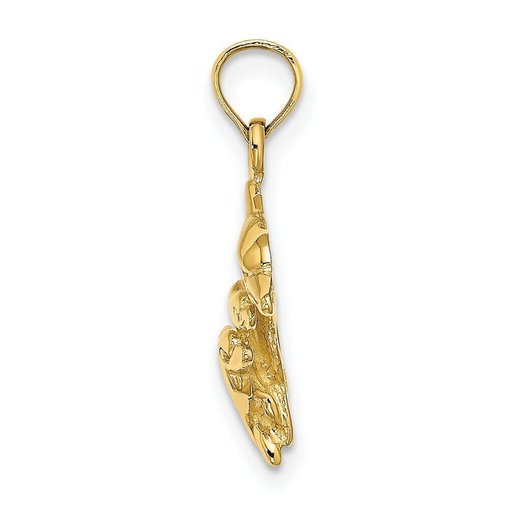 14K Yellow Gold Dolphin With 2 BABY DolphinS Charm Pendant