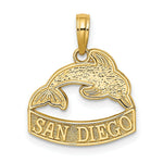 Load image into Gallery viewer, 14K Yellow Gold SAN DIEGO Banner Under Dolphins Charm Pendant
