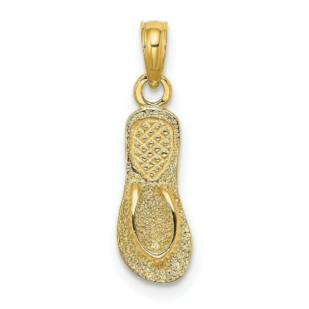 14K Yellow Gold Textured Straps Single Flip-Flop Charm Pendant