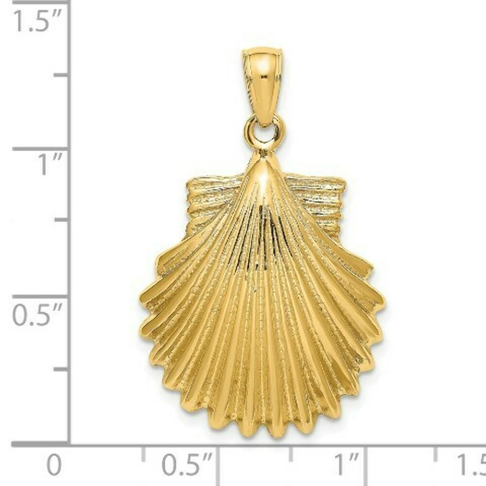14K Yellow Gold Polished SCALLOP SHELL Charm Pendant