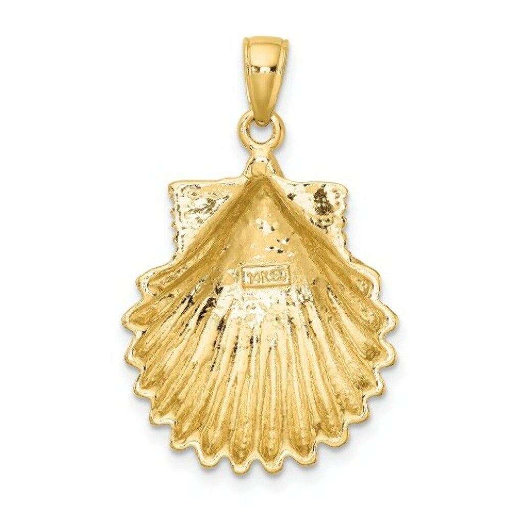 14K Yellow Gold Polished SCALLOP SHELL Charm Pendant