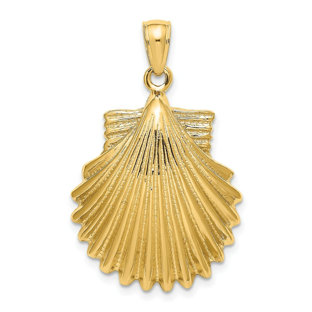 14K Yellow Gold Polished SCALLOP SHELL Charm Pendant