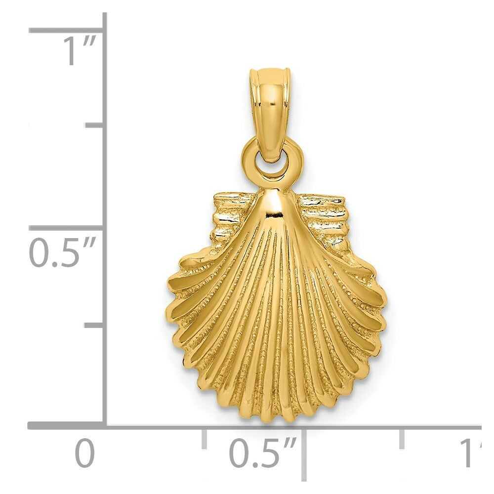 14K Yellow Gold Polished SCALLOP SHELL Charm Pendant