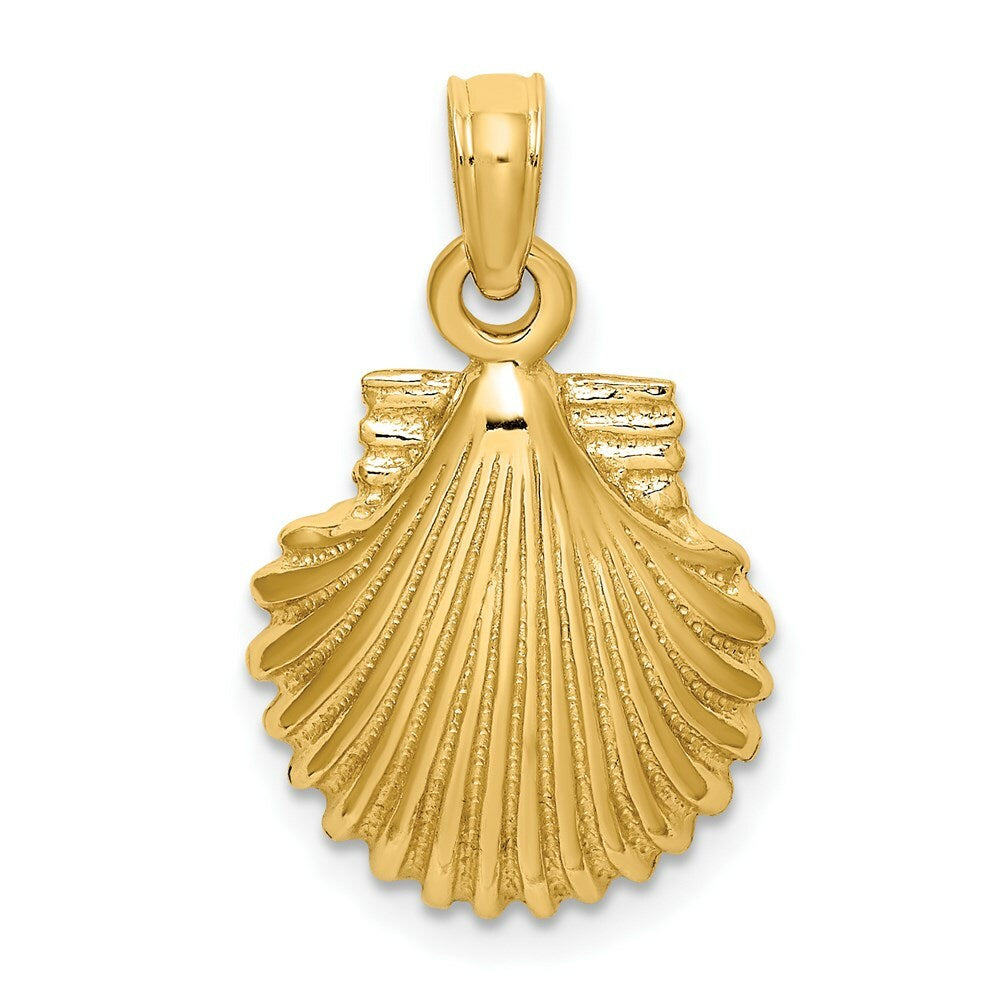 14K Yellow Gold Polished SCALLOP SHELL Charm Pendant