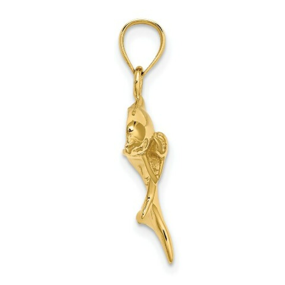 14K Yellow Gold Polished Dolphin & Baby Charm Pendant