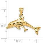 Load image into Gallery viewer, 14K Yellow Gold Polished Dolphin &amp; Baby Charm Pendant
