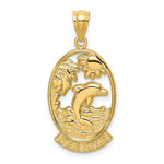 Load image into Gallery viewer, 14K Yellow Gold SEA ISLE With Dolphin &amp; Sunset in Frame Charm Pendant
