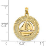 Load image into Gallery viewer, 14K Yellow Gold Key West on Round Frame Sailboat Charm Pendant
