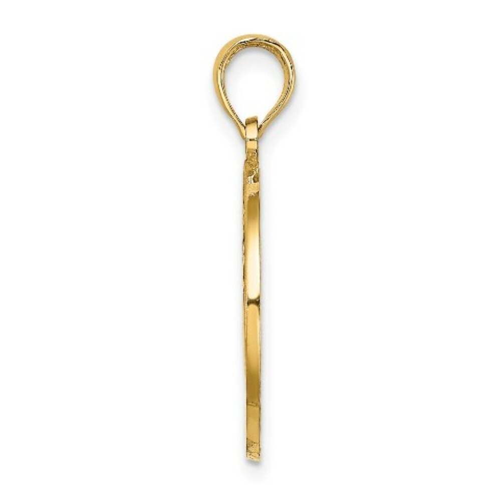 14K Yellow Gold OCEAN CITY On Round Frame With Crab Charm Pendant