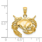 Load image into Gallery viewer, 14K Yellow Gold 2-D Stone Crab Facing Down Charm Pendant
