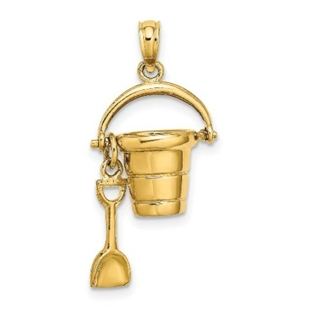 14K Yellow Gold CAPE COD Bucket With Shovel Charm Pendant