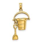 Load image into Gallery viewer, 14K Yellow Gold CAPE COD Bucket With Shovel Charm Pendant

