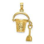 Load image into Gallery viewer, 14K Yellow Gold Ocean City Bucket With Shovel Pendant
