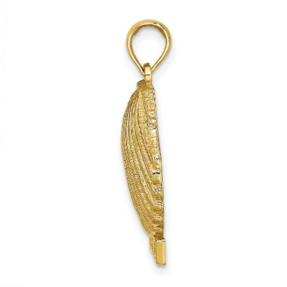 14K Yellow Gold2-D Ocean City Under Scappop Shell Charm Pendant