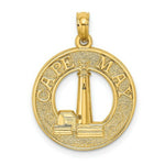 Load image into Gallery viewer, 14K Yellow Gold CAPE MAY Round Frame With Lighthouse Center Charm Pendant

