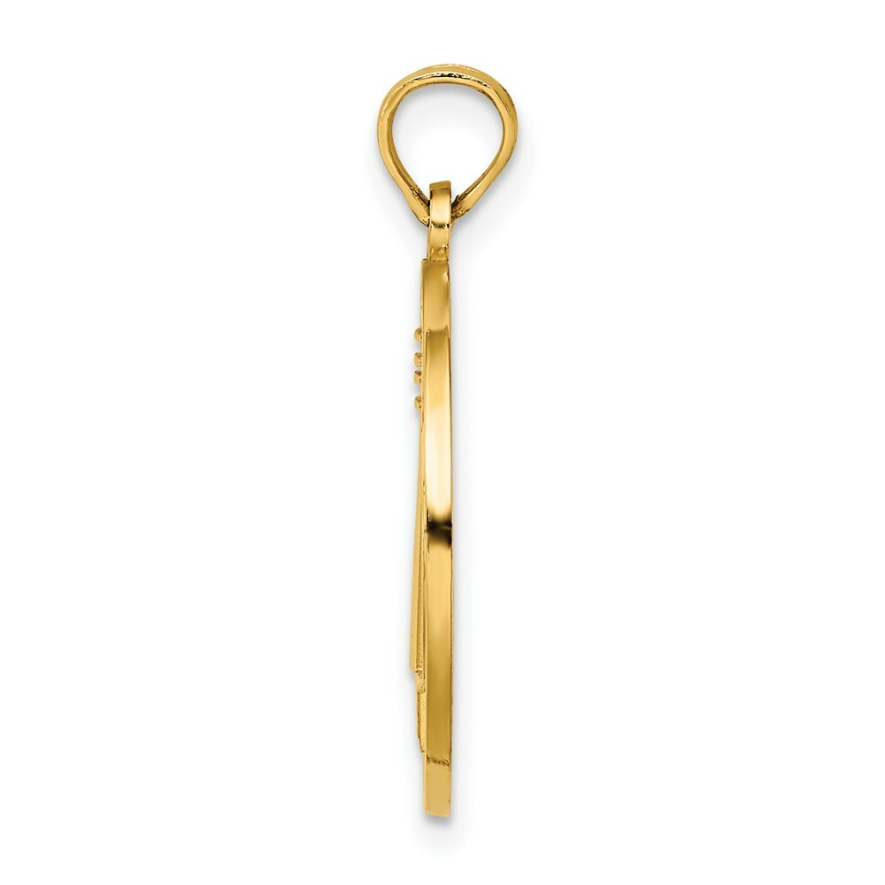 14K Yellow Gold CAPE MAY Round Frame With Lighthouse Center Charm Pendant