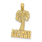 Load image into Gallery viewer, 14K Yellow Gold Flat MARCO ISLAND Under Palm Tree Charm Pendant
