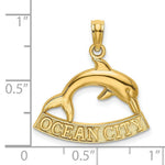 Load image into Gallery viewer, 14K Yellow Gold 2-D OCEAN CITY Under Dolphin Charm Pendant
