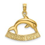 Load image into Gallery viewer, 14K Yellow Gold 2-D OCEAN CITY Under Dolphin Charm Pendant
