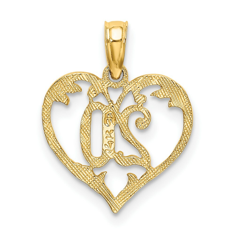 14K Yellow Gold 20 INSIDE HEART Charm Pendant