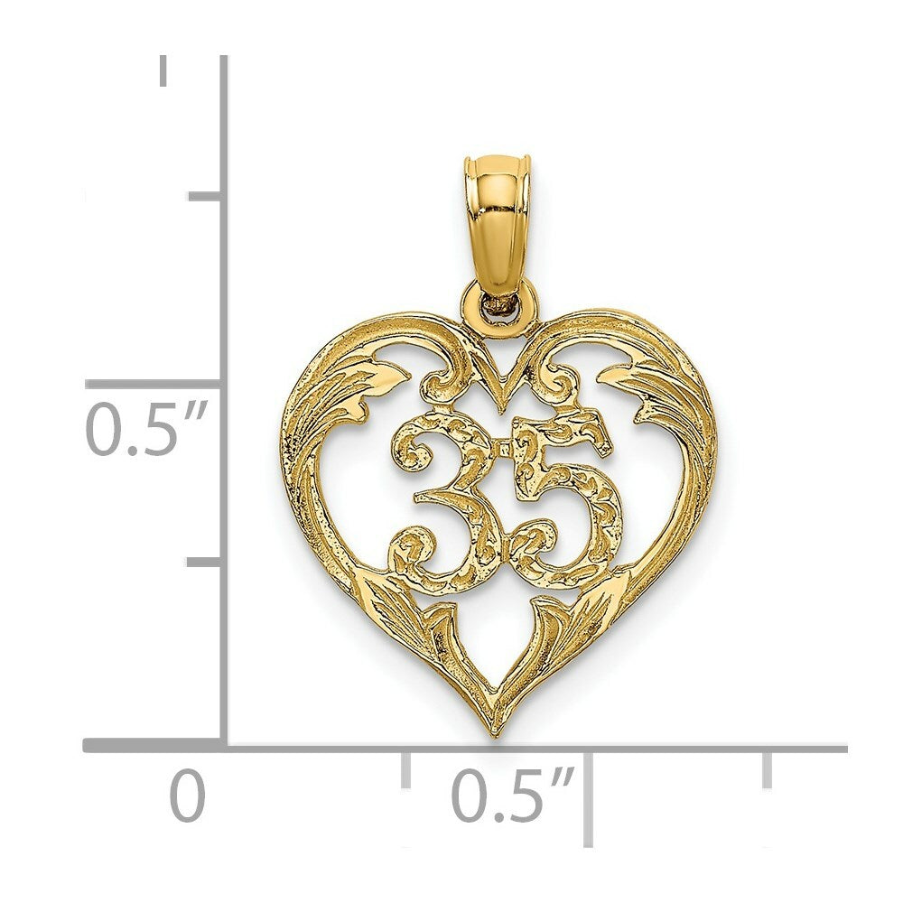 14K Yellow Gold 35 INSIDE HEART Charm Pendant