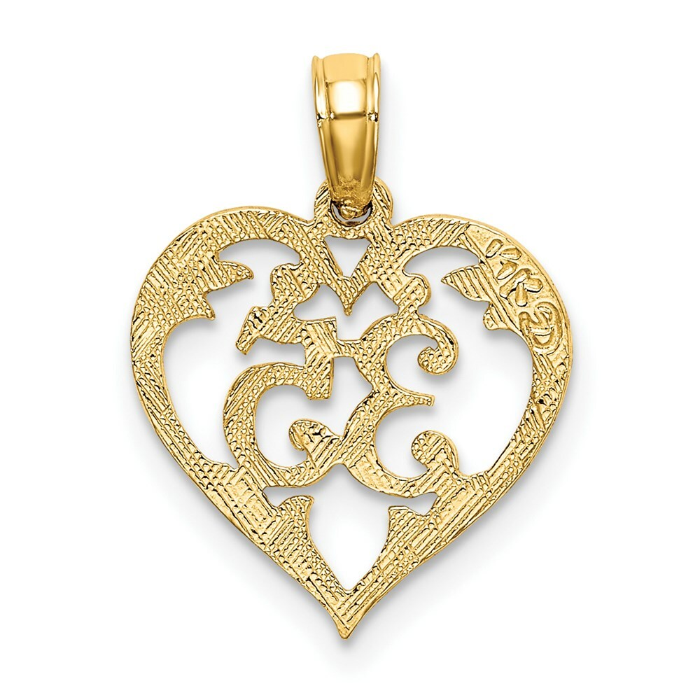 14K Yellow Gold 35 INSIDE HEART Charm Pendant