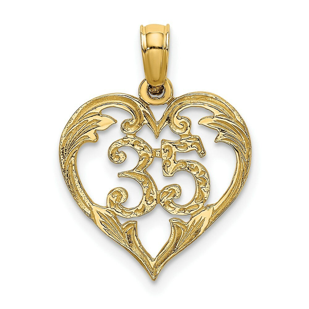 14K Yellow Gold 35 INSIDE HEART Charm Pendant